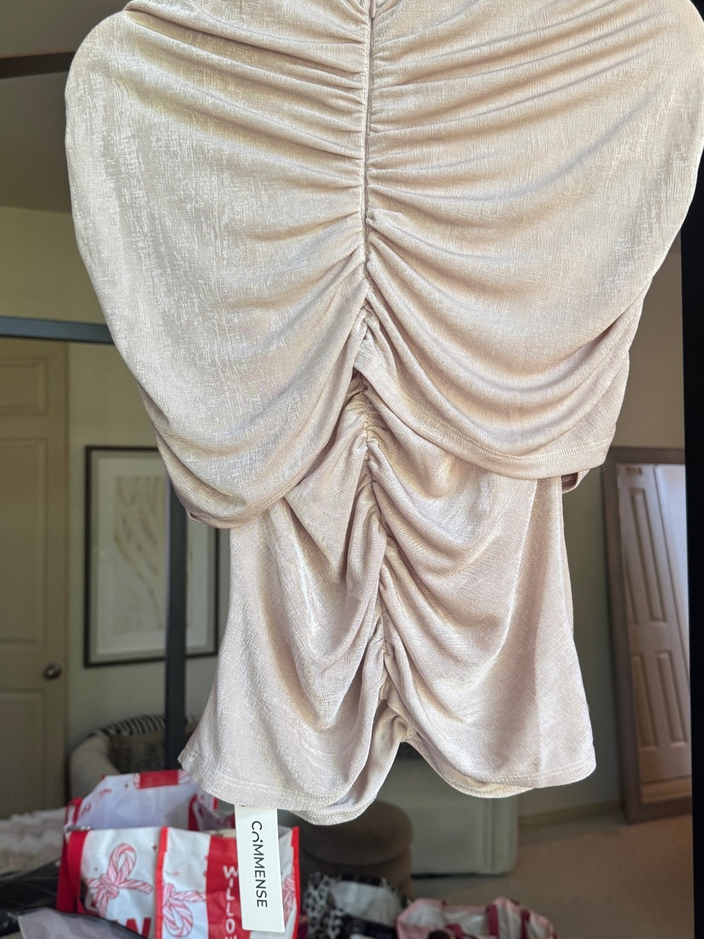 Ruched Short Sleeve Top in Taupe - Picture 7 of 10